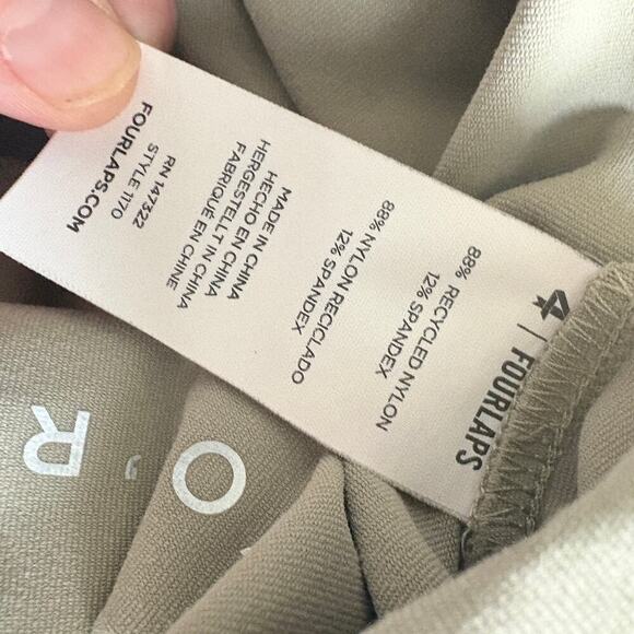 Fourlaps khaki performance stretch shorts mens M recycled nylon activewear - Picture 7 of 7